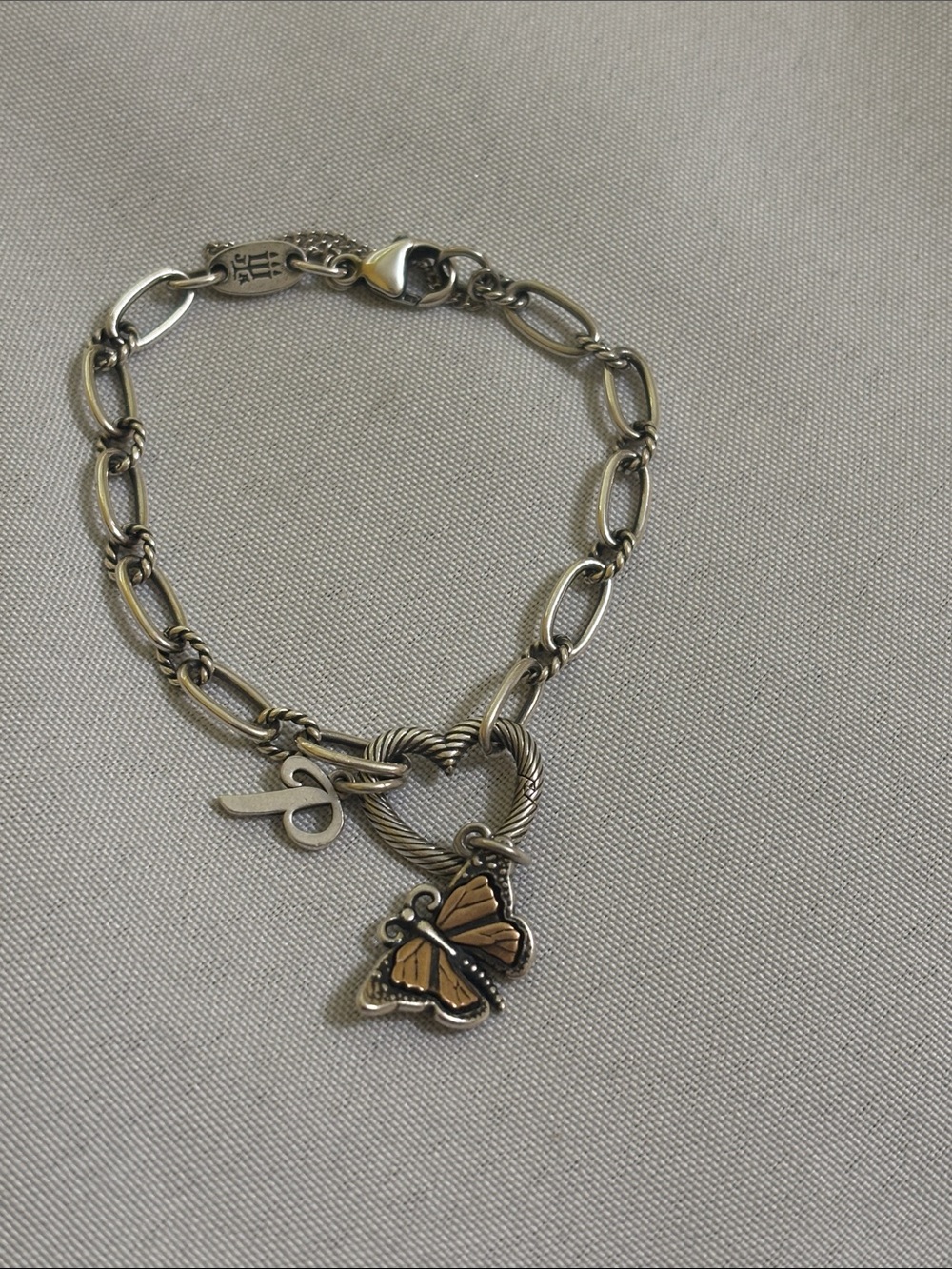 James Avery Silver Bracelet with Gold-Tone Butterfly Charm